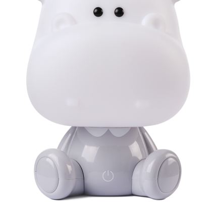 ONLI - Dimmbares LED-Kinder-Nachtlicht PUPPIES LED/3W/230V 25 cm Nilpferd/Grau