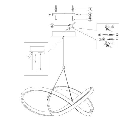 ONLI - LED-Hängeleuchte LOOP LED/40W/230V 4000K glänzendes Chrom