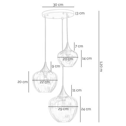 ONLI - Pendelleuchte ELIDE 3xE27/15W/230V schwarz/kupfer