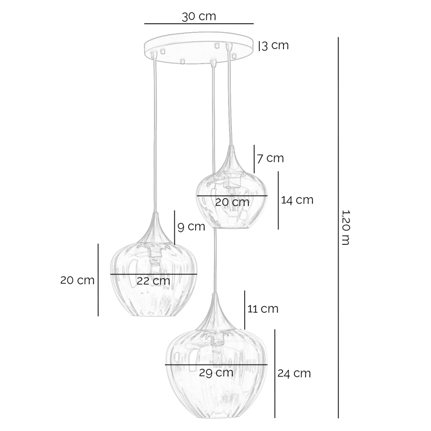 ONLI - Pendelleuchte ELIDE 3xE27/15W/230V schwarz/kupfer