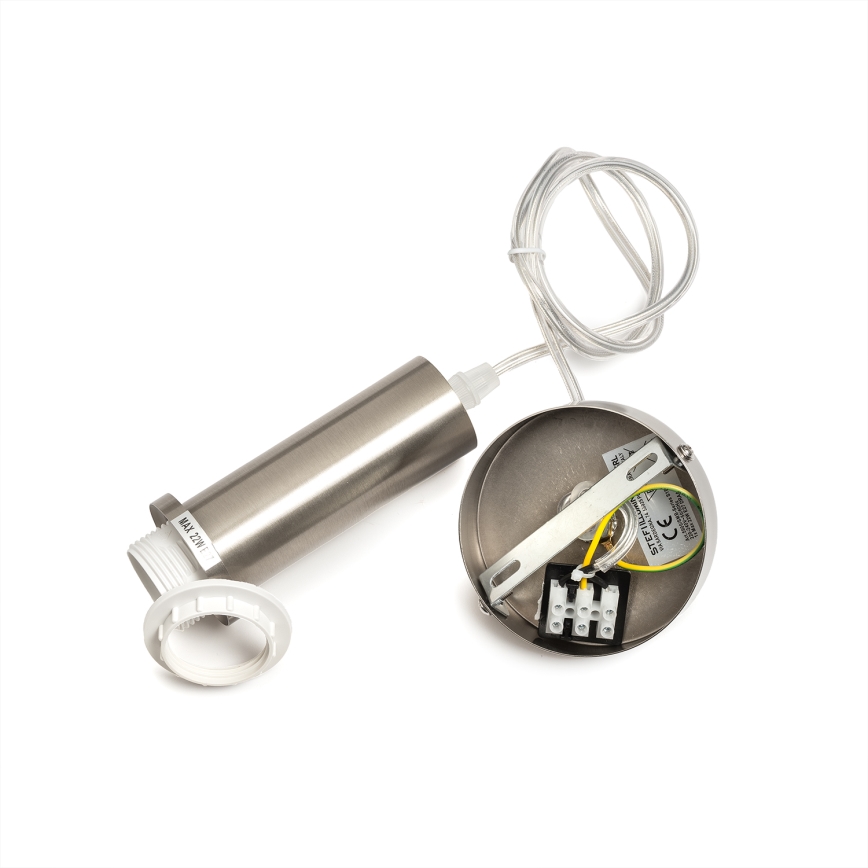 ONLI - Pendelleuchte mit Seilaufhängung DOROTY 1xE27/15W/230V weiß/glänzender Chrom