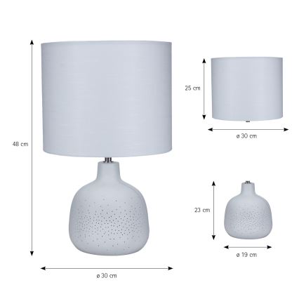 ONLI - Tischlampe ELUMA 2xE27/15W/230V 48 cm weiß