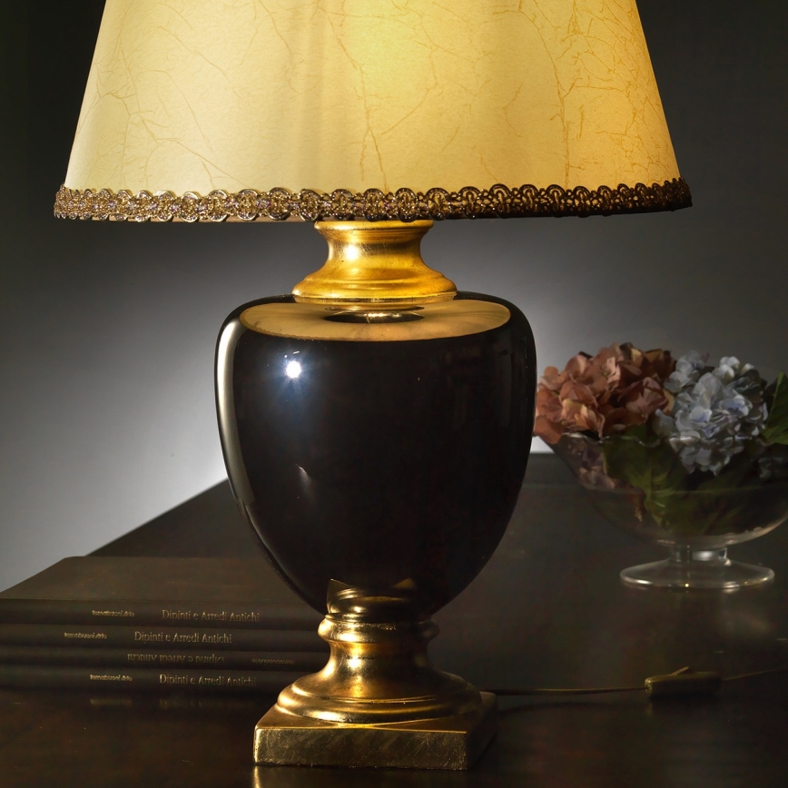 ONLI - Tischlampe MOZART 1xE27/22W/230V schwarz/gold 75 cm