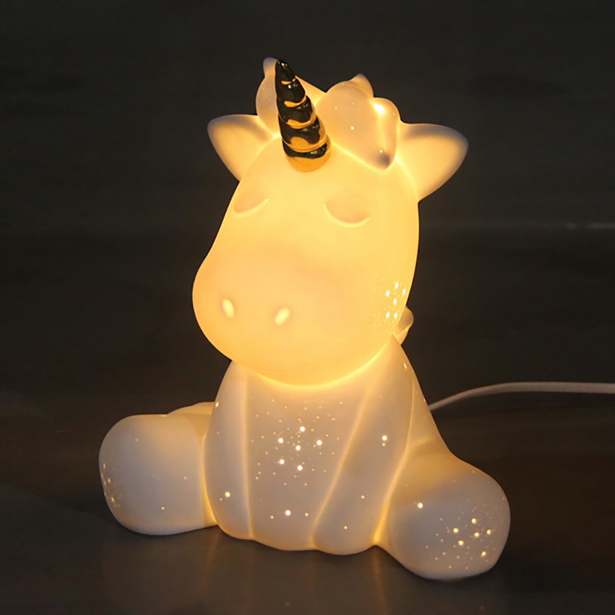 ONLI - Tischlampe PORCELLANA 1xE14/6W/230V 23,5 cm Einhorn