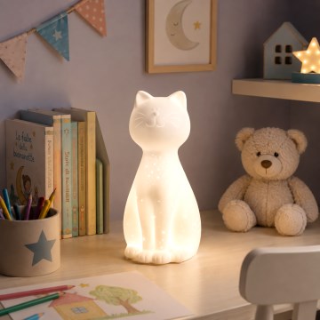 ONLI - Tischlampe PORCELLANA 1xE14/6W/230V 27,2 cm Katze