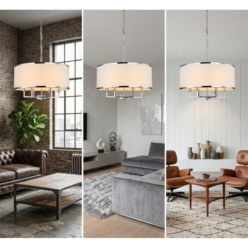 Open Design OR80209 - Kronleuchter an Kette CASA 3xE14/12W/230V creme/hochglanzchrom