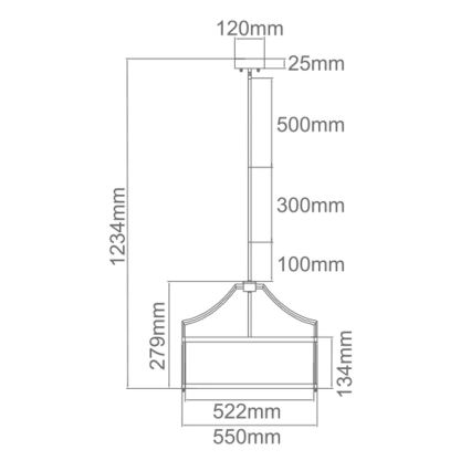 Open Design OR80896 - Deckenleuchte an Stange STANZA 4xE27/15W/230V Ø 55 cm Messing/Weiß