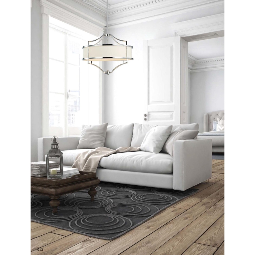 Open Design OR80902 - Deckenleuchte mit Stange STESSO 4xE27/15W/230V Ø 42 cm glänzender Chrom/weiß