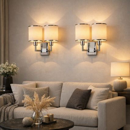 Open Design OR81497 - Wandleuchte CASA 2xE14/12W/230V glänzender Chrom/Creme
