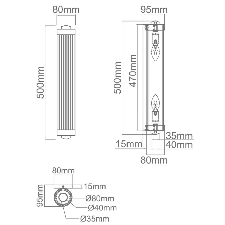 Open Design OR81565 - Wandleuchte FIATTO 2xE14/12W/230V glänzender Chrom