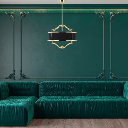 Open Design OR84153 - STESSO Deckenleuchte mit Stange 4xE27/15W/230V Ø 42 cm Gold/Schwarz