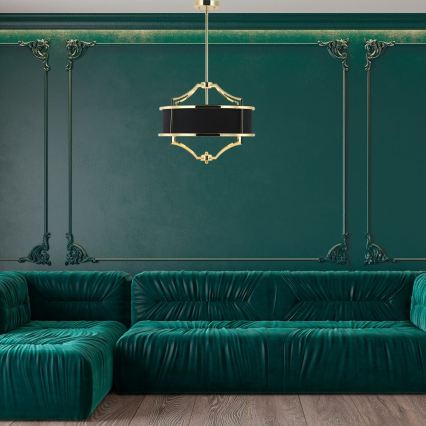 Open Design OR84160 - Pendelleuchte an Stange STESSO 4xE27/15W/230V Ø 55 cm gold/schwarz