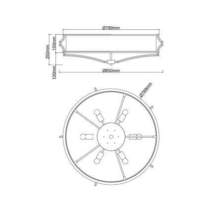 Open Design OR84443 - Deckenleuchte STESSO 6xE27/12W/230V Ø 85 cm Messing/Weiß