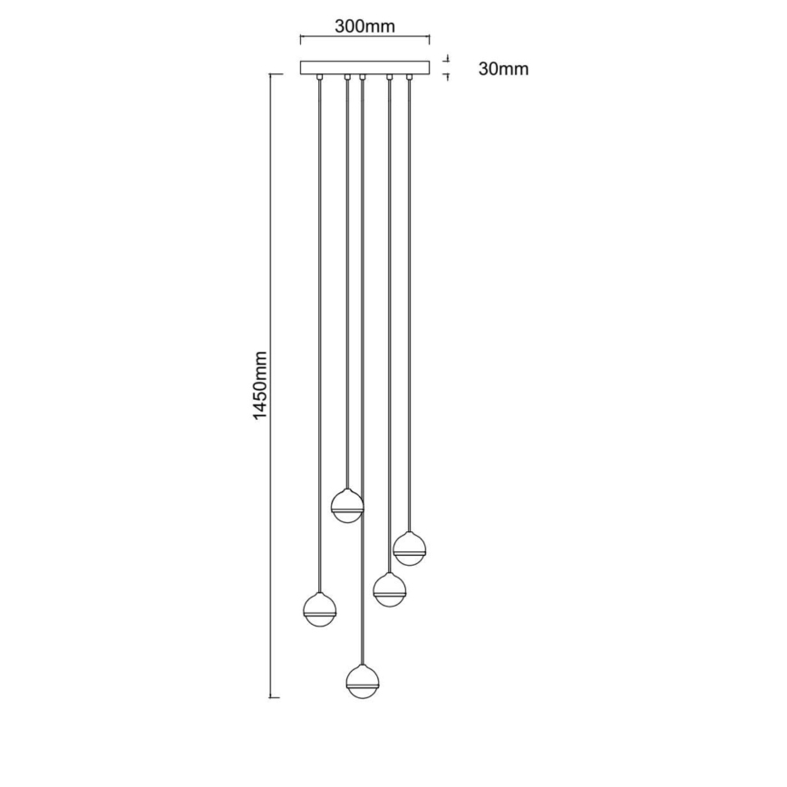 Open Design OR85518 - LED-Pendelleuchte BOLICINA an Seil 5xLED/5W/230V gold/schwarz
