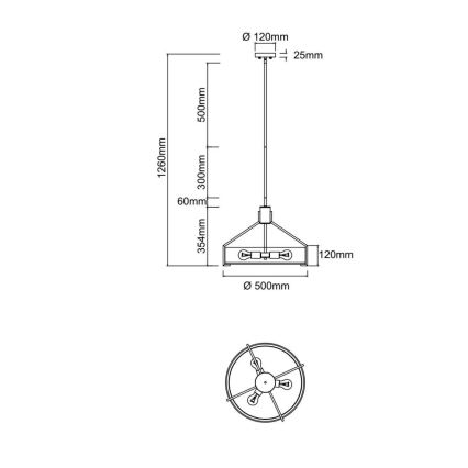 Open Design OR85648 - Stab-Pendelleuchte DORETTO 4xE27/15W/230V Ø 50 cm braun/beige