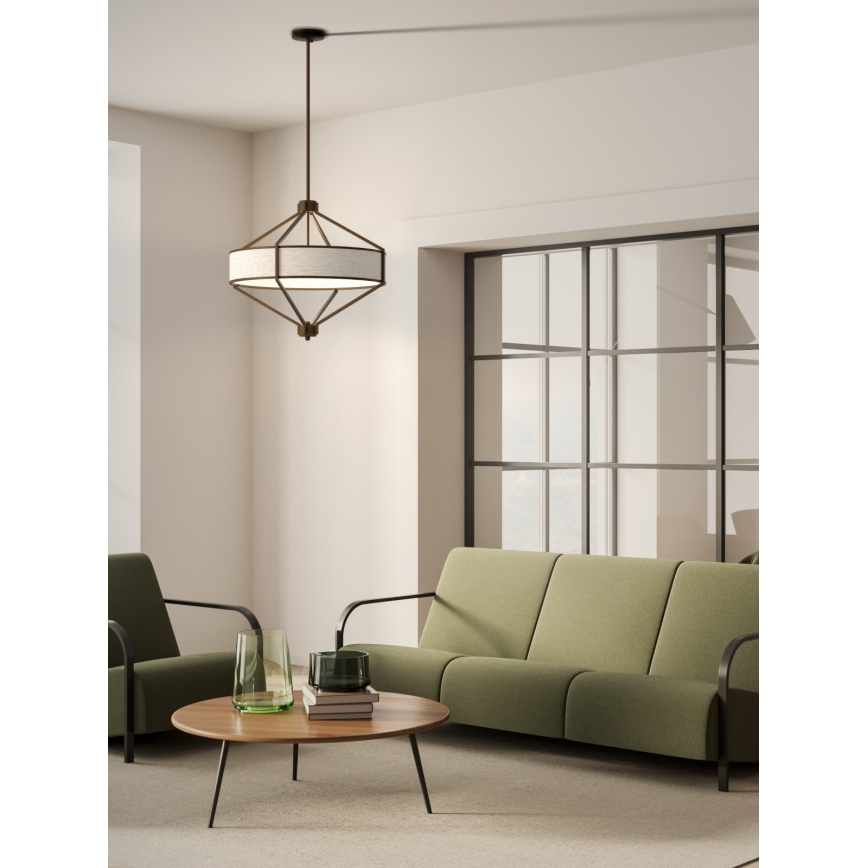 Open Design OR85846 - ZUNDO Deckenleuchte mit Stange, 4xE27/15W/230V, braun/beige