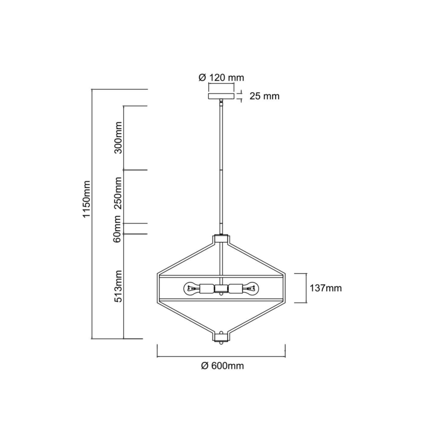 Open Design OR85846 - ZUNDO Deckenleuchte mit Stange, 4xE27/15W/230V, braun/beige