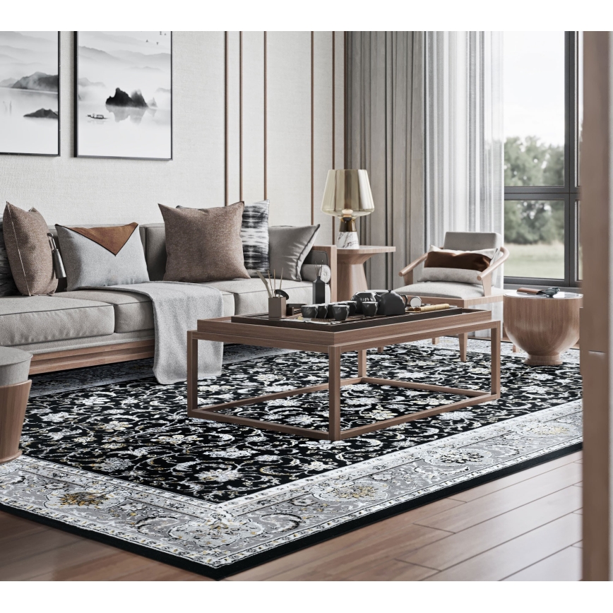 Orientteppich GRECE 120x170 cm 2150 g/m2 Schwarz/Grau/Weiß