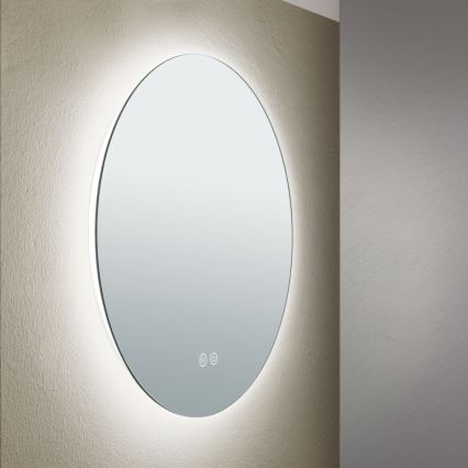 LED Badezimmer-Wandspiegel mit beheizter Oberfläche und Hintergrundbeleuchtung FOCUS LED/18W/230V 3000/4200/6000K Ø 45 cm IP44