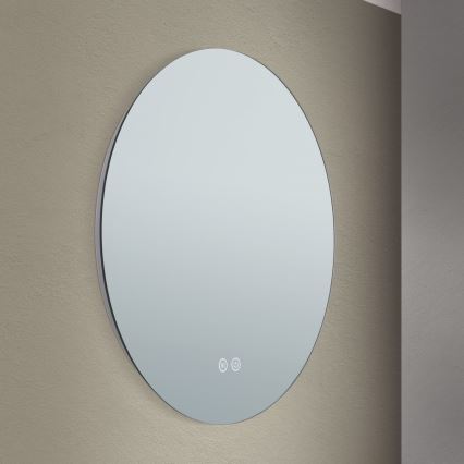 LED Badezimmer-Wandspiegel mit beheizter Oberfläche und Hintergrundbeleuchtung FOCUS LED/18W/230V 3000/4200/6000K Ø 45 cm IP44