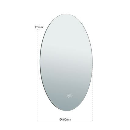 LED Badezimmer-Wandspiegel mit beheizter Oberfläche und Hintergrundbeleuchtung FOCUS LED/18W/230V 3000/4200/6000K Ø 45 cm IP44