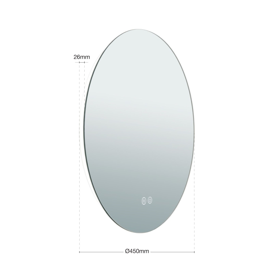 LED Badezimmer-Wandspiegel mit beheizter Oberfläche und Hintergrundbeleuchtung FOCUS LED/18W/230V 3000/4200/6000K Ø 45 cm IP44