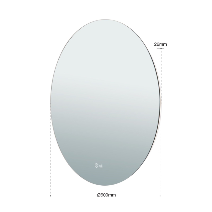 LED Badezimmer-Wandspiegel mit beheizter Oberfläche und Hintergrundbeleuchtung FOCUS LED/25W/230V 3000/4200/6000K Ø 60 cm IP44