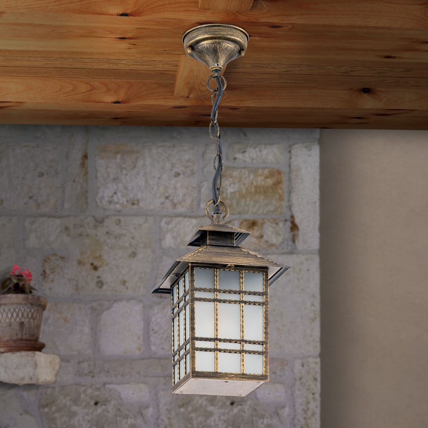 Outdoor-Pendelleuchte KIKO 1xE27/11W/230V IP44 bronzen/Patina