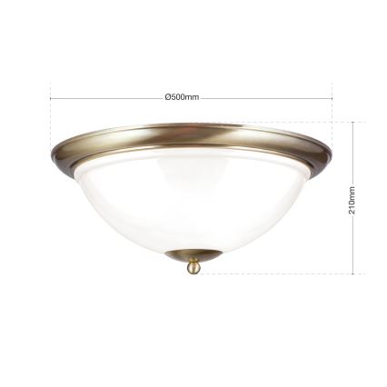 Deckenleuchte AUSTRIAN OLD LAMP 3xE27/60W/230V d 50 cm bronzen/weiß