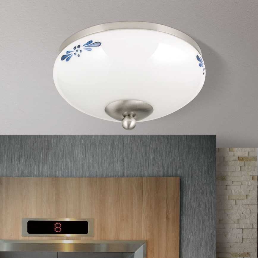 Deckenleuchte LANDHAUS 1xE27/60W/230V d 21 cm matt Chrom/weiß