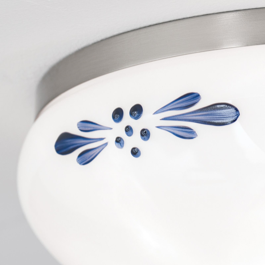 Deckenleuchte LANDHAUS 1xE27/60W/230V d 21 cm matt Chrom/weiß