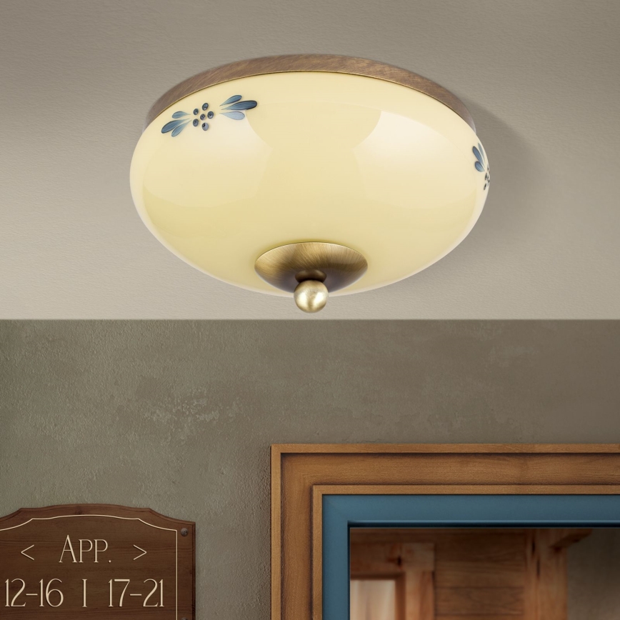 Deckenleuchte LANDHAUS 1xE27/60W/230V Ø 21 cm Bronze/Beige/Blau