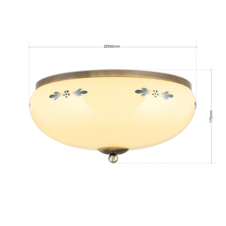 Deckenleuchte LANDHAUS 3xE27/60W/230V Ø 35 cm Bronze/Beige/Blau