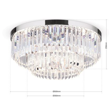 Dimmbare LED-Kristall-Deckenleuchte PRISM LED/80W/230V d 55 cm glänzendes Chrom