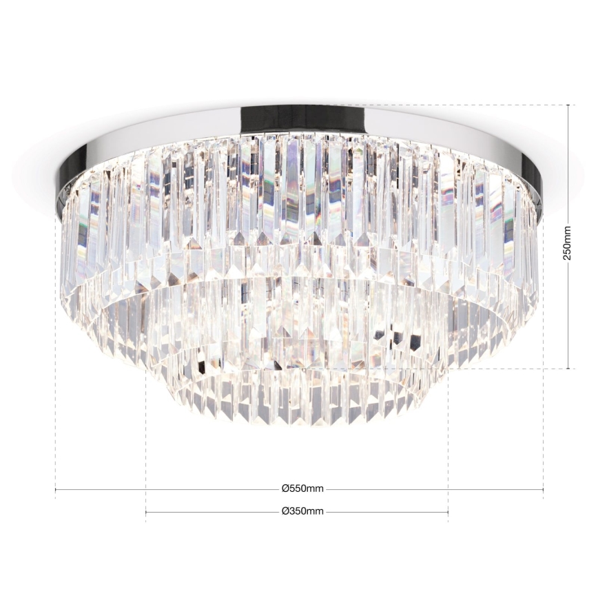 Dimmbare LED-Kristall-Deckenleuchte PRISM LED/80W/230V d 55 cm glänzendes Chrom