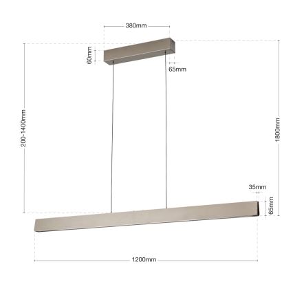 LED dimmbare Hängeleuchte an Seil TARA LED/44W/230V 2700/3800/4500/5700K mattchrom