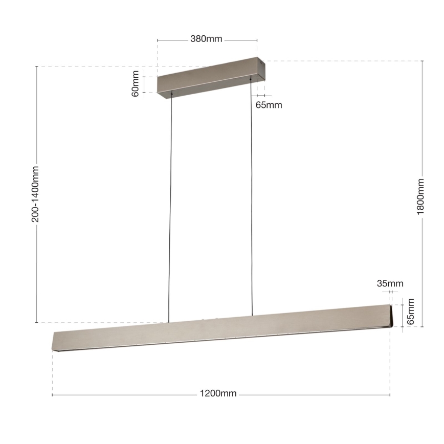 LED dimmbare Hängeleuchte an Seil TARA LED/44W/230V 2700/3800/4500/5700K mattchrom