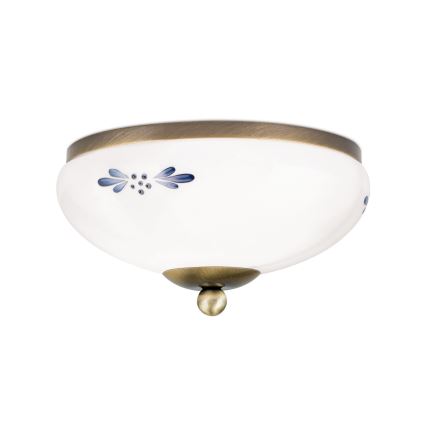 Deckenleuchte LANDHAUS 1xE27/60W/230V Ø 21 cm bronze/weiß/blau