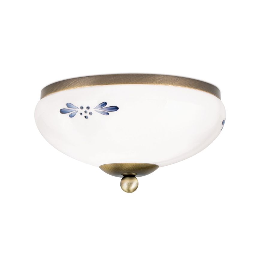 Deckenleuchte LANDHAUS 1xE27/60W/230V Ø 21 cm bronze/weiß/blau
