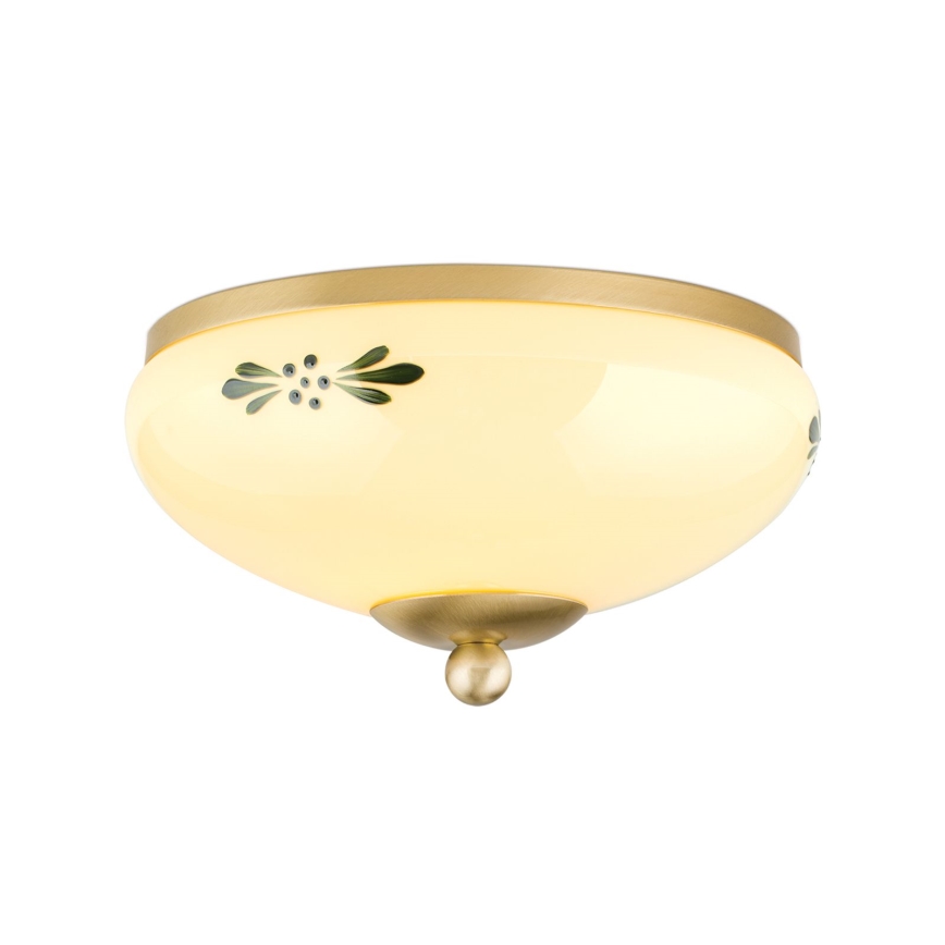 Deckenleuchte LANDHAUS 1xE27/60W/230V d 21 cm Messing/beige