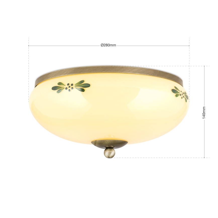 Deckenleuchte LANDHAUS 2xE27/60W/230V d 28 cm bronzen/beige