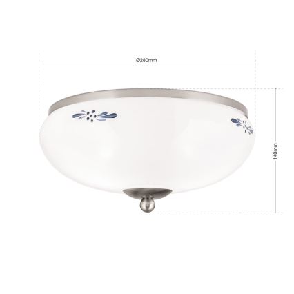 Deckenleuchte LANDHAUS 2xE27/60W/230V Durchmesser 28 cm mattchrom/weiß/blau