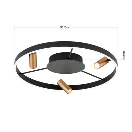 Dimmbare LED-Deckenleuchte BERLIN LED/50W/230V schwarz/gold