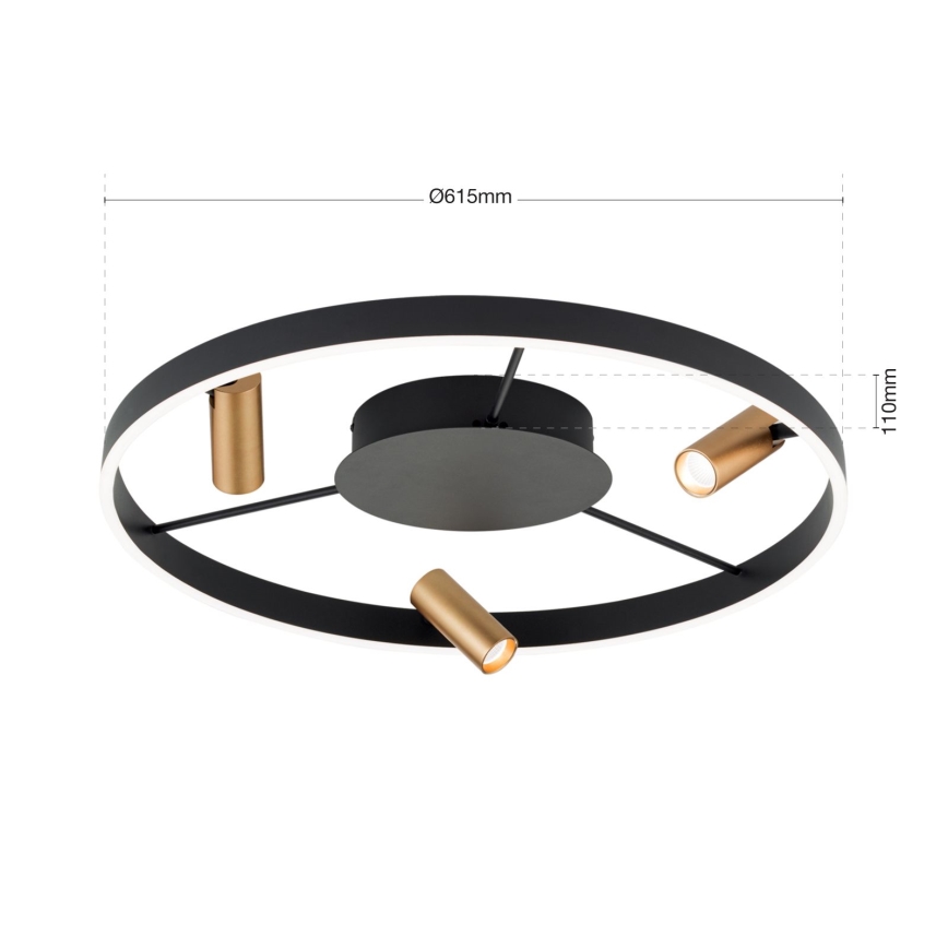 Dimmbare LED-Deckenleuchte BERLIN LED/50W/230V schwarz/gold