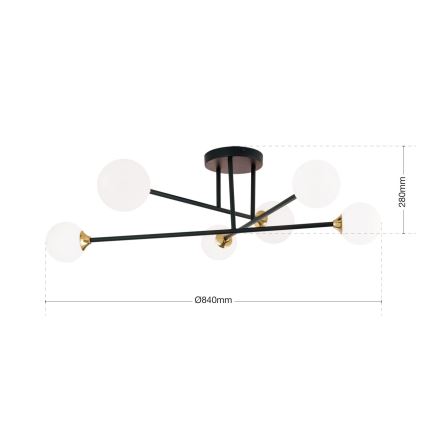 Anbauleuchte SNOWWHITE 6xG9/20W/230V d 84 cm schwarz/golden