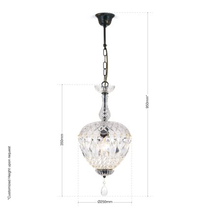 Kristall-Kronleuchter an Kette ARILA 1xE27/60W/230V d 25 cm braun/Patina