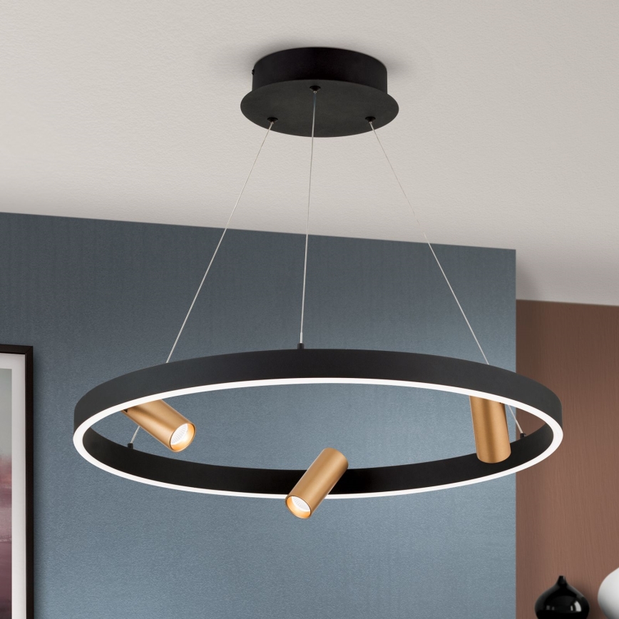 LED-dimmbare Pendelleuchte an Kabel BERLIN LED/50W/230V schwarz/gold
