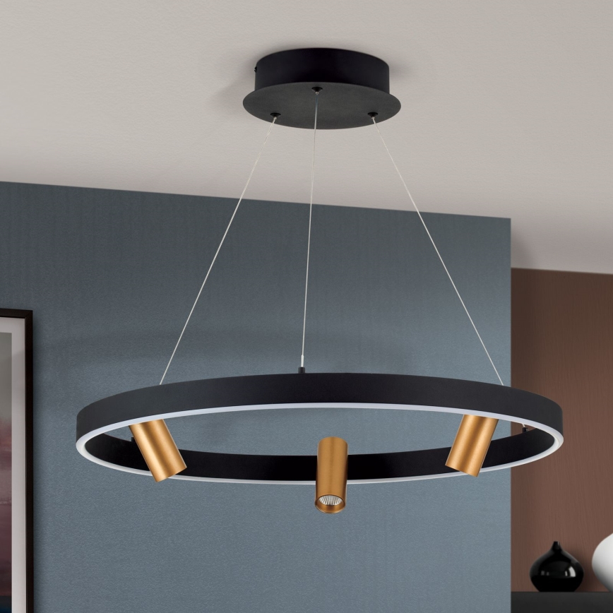 LED-dimmbare Pendelleuchte an Kabel BERLIN LED/50W/230V schwarz/gold
