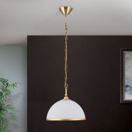 Hängeleuchte an Kette OLD LAMP 1xE27/40W/230V d 30 cm weiß/Messing