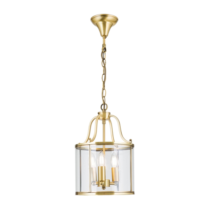 Kronleuchter an Kette BRUNO 3xE14/40W/230V Ø 25 cm goldfarben